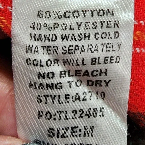 Umgee red plaid fringed button down tunic dress shirt size medium - Picture 8 of 8